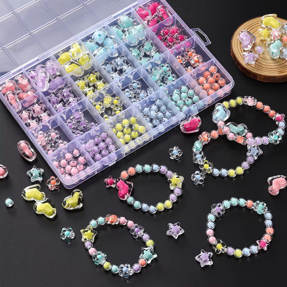 Jewelry Making Kit For Kids - 174pcs/Box Heart Acrylic Beads Flower Round