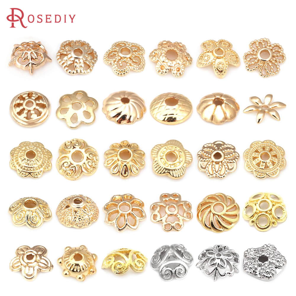 Bead Cap Flower - 18K Gold Color Brass Flower Beads