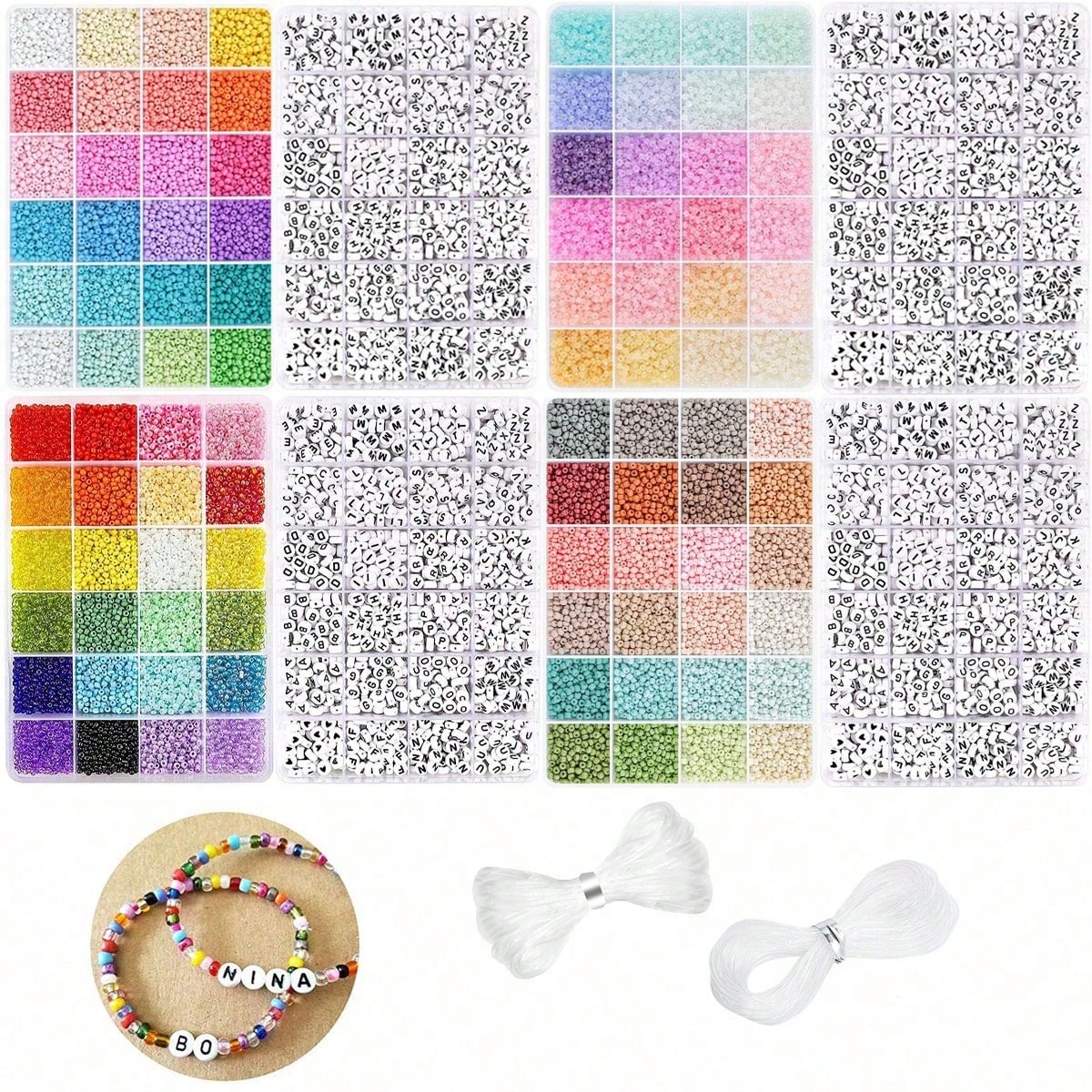 Jewelry Making Kit For Kids - 5760pcs 24 Grid Box 3mm Seed