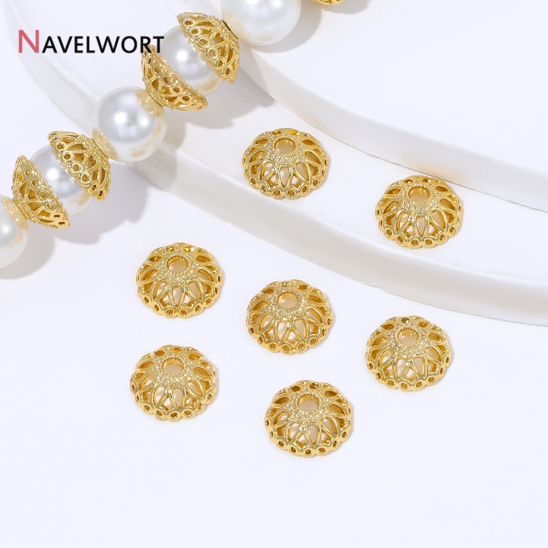 Bead Cap Flower - 18K Gold Plated Brass 9mm Flower