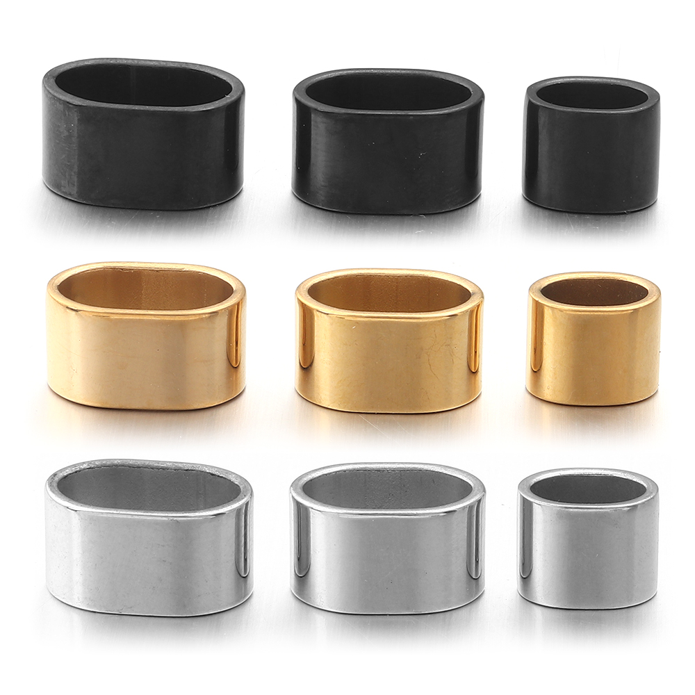 Jewelry Making Bead - 6pcs Flat Stainless Steel Tube Slider