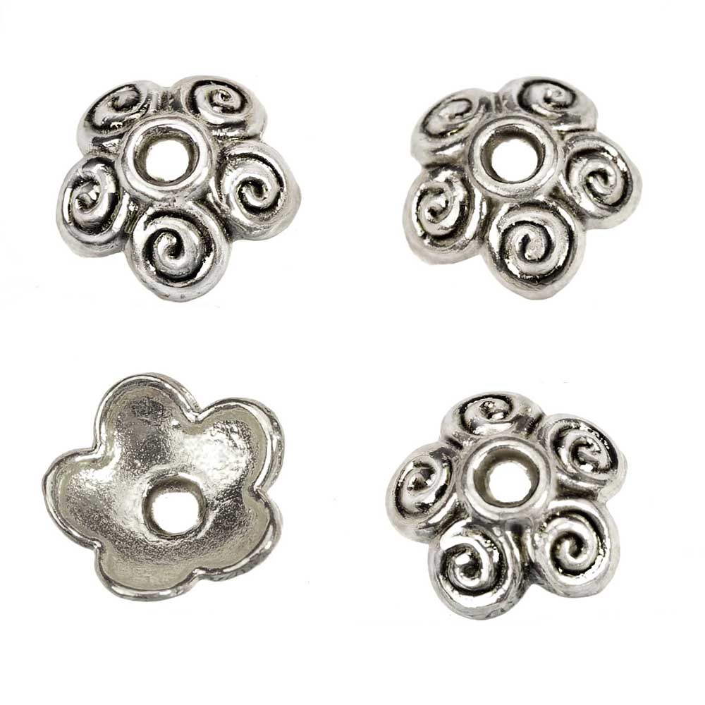 Bead Cap Flower - Jwelery Findings Silver End Bead Caps