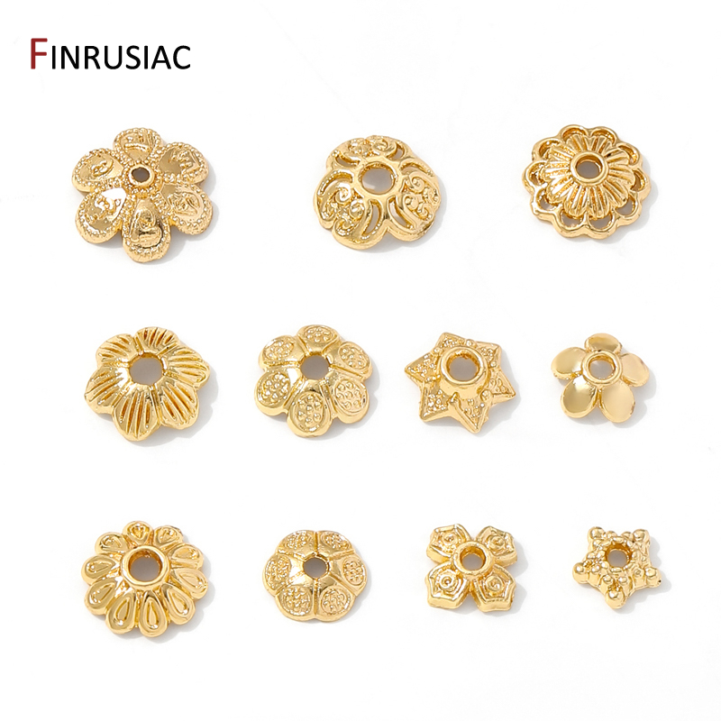 Bead Cap Flower - 14K Gold Plated Brass Round Flower