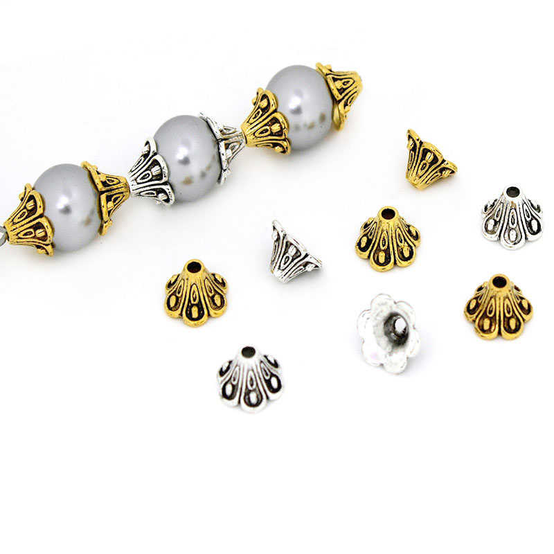 Bead Cap Flower - 30Pcs Vintage Gold Silver Flower Bead