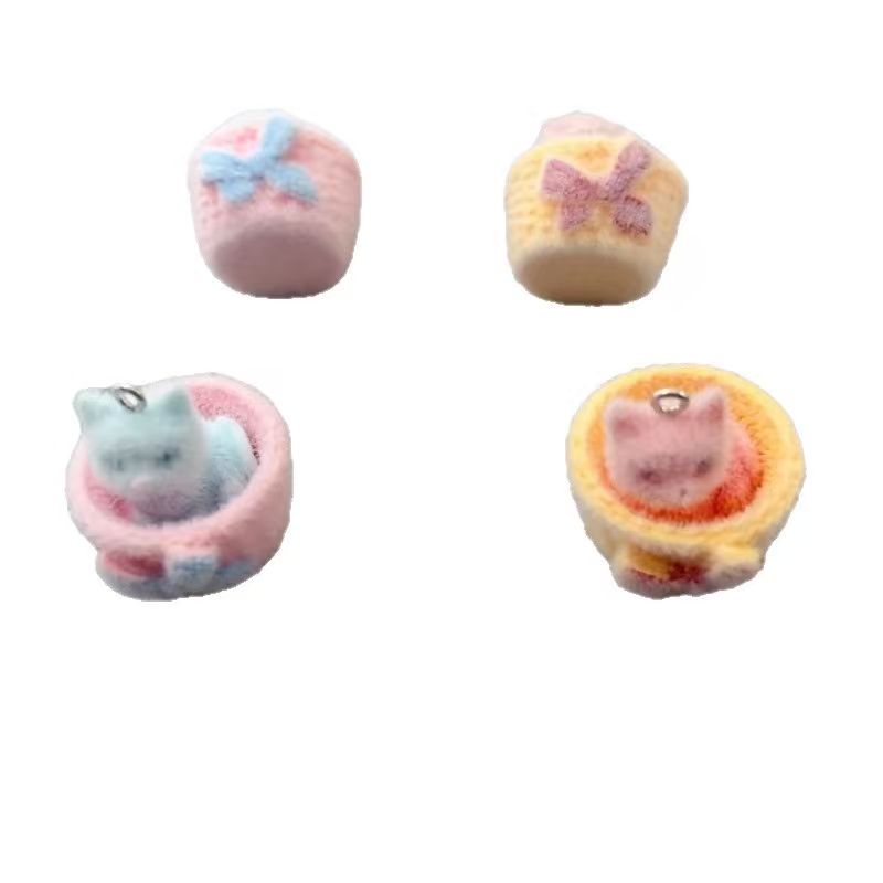 4pcs 3D plush resin cat pendan - Jewelry Making Factory review and price