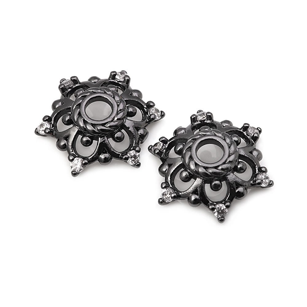 18K Gold Color Brass and Zirco - Bead Cap Flower review and price