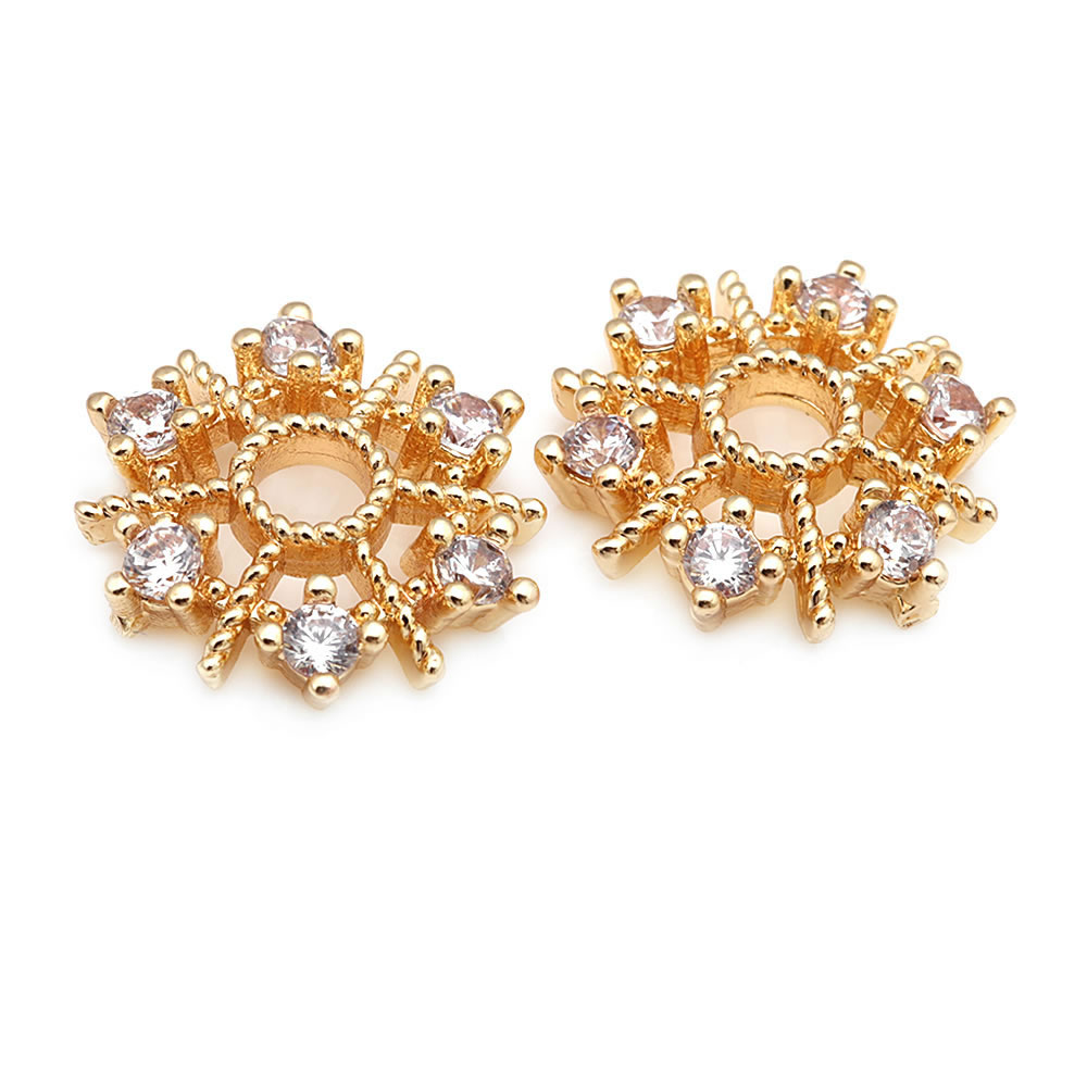 18K Gold Color Brass and Zirco - Bead Cap Flower review and price