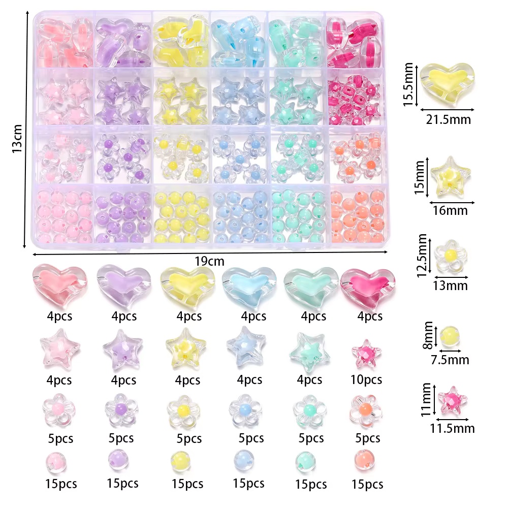 174pcs/Box Heart Acrylic Beads - Jewelry Making Kit For Kids review and price
