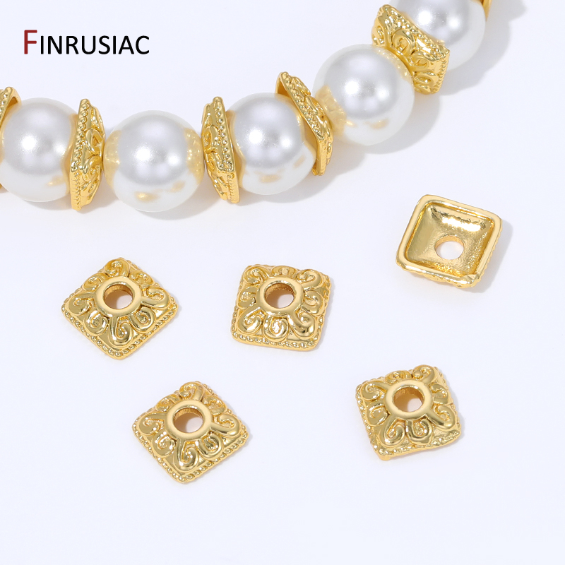 18K Gold Plated Brass Square B - Bead Cap Flower review and price