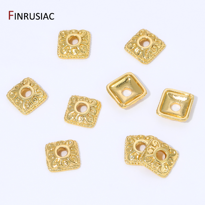 18K Gold Plated Brass Square B - Bead Cap Flower review and price