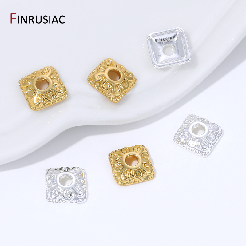 18K Gold Plated Brass Square B - Bead Cap Flower review and price