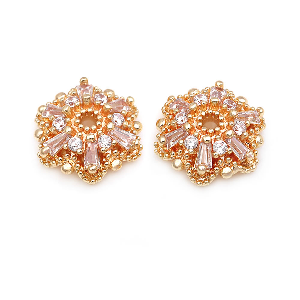 18K Gold Color Brass Zircon Fl - Bead Cap Flower review and price