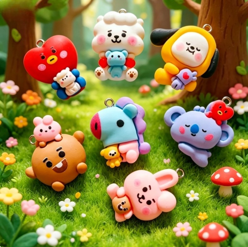 7pcs BT21 Resin Cartoon Charm  - Jewelry Making Factory review and price
