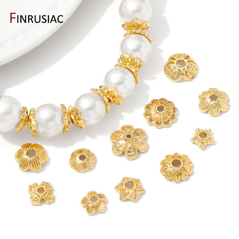 14K Gold Plated Brass Round Fl - Bead Cap Flower review and price