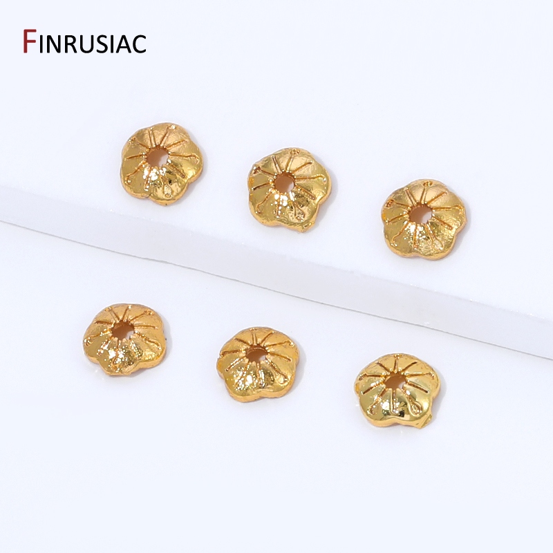 18K Gold Plated Brass 4mm Smal - Bead Cap Flower review and price
