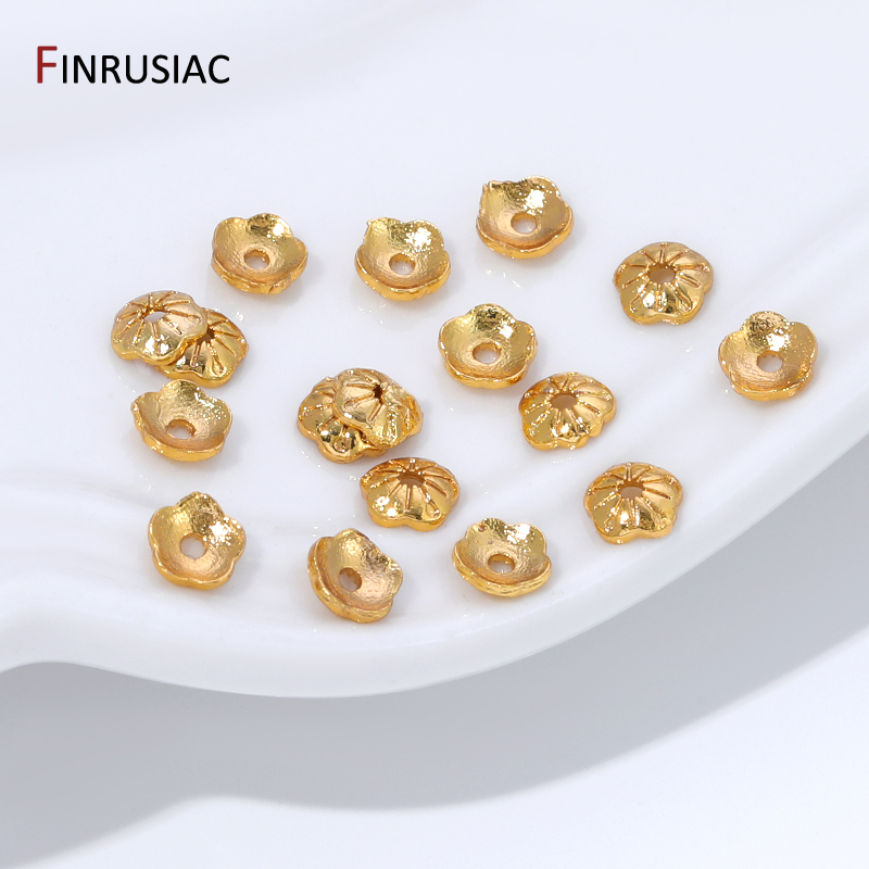 18K Gold Plated Brass 4mm Smal - Bead Cap Flower review and price
