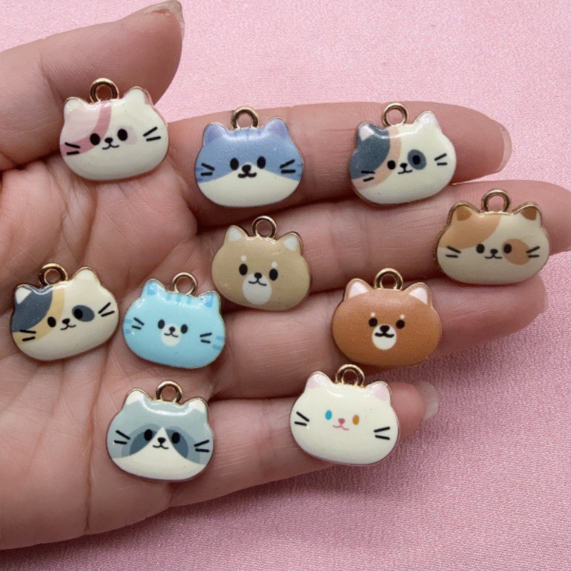 12pcs Printed Cat Head Alloy D - Jewelry Making Factory review and price
